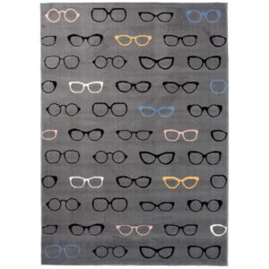 Kusový koberec PP Brýle šedý, Velikosti 120x170cm