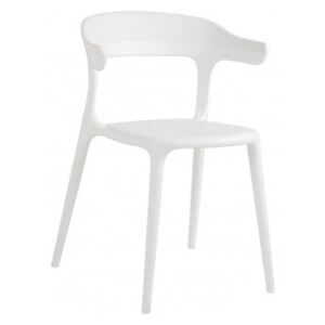 LUNA Plastová venkovní židle s područkami bílá