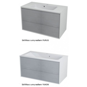 Sapho KROMA umyvadlová skříňka 89x45x45cm, bílá/dub stříbrný KR092