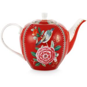 BIRDS RED TEA POT, Velká čajová konvice