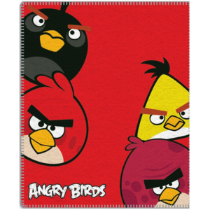 Jerry Fabrics Fleecová deka Angry Birds 095 - 120x150 cm, červená