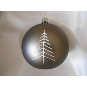 Střední vánoční koule se stromkem 6 ks - šedá