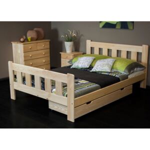 Dřevěná postel Pati 140x200 + rošt ZDARMA dub
