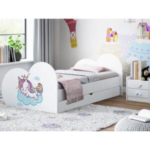 Dětská postel JEDNOROŽEC 160x80 cm, se šuplíkem (11 barev) + matrace ZDARMA