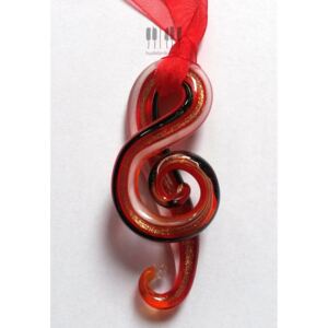 Závěsný skleněný houslový klíč - MURANO Barva: Červená