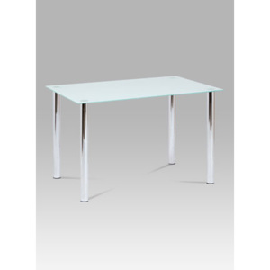 Autronic Jídelní stůl 120x80 cm, bílé sklo / chrom