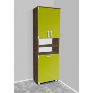 Nabytekmorava Vysoká koupelnová skříňka s košem K16 barva skříňky: rigoletto, barva dvířek: lemon lesk