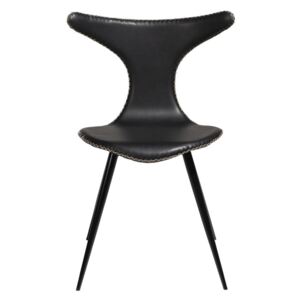 Černá kožená jídelní židle z eko kůže s černým kovovým podnožím DAN–FORM Denmark Dolphin