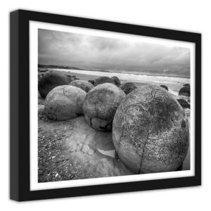 CARO Obraz v rámu - Stones On The Banks 40x30 cm Černá