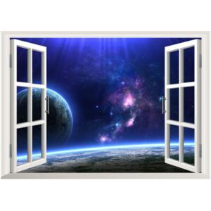 ZOOYOO Samolepka na zeď 3D okno vesmír 48 x 68 cm