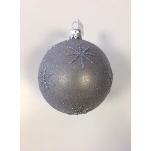 Střední vánoční koule s hvězdami 6 ks - šedá