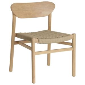 Světle hnědá dřevěná zahradní židle LaForma Galit s pleteným béžovým sedákem