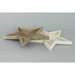 Autronic Hvězdička dřevěná dekorační, mix šedivé a bílé barvy