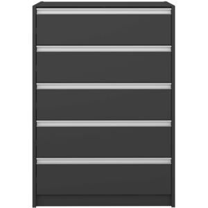 Černá moderní komoda Skyline 017 s pěti šuplíky výška 104 cm