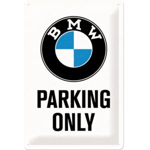 Nostalgic Art Plechová cedule: BMW Parking Only (bílá) - 30x20 cm