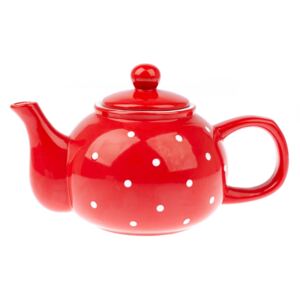 Keramická konvička na čaj Dots 1 l, červená