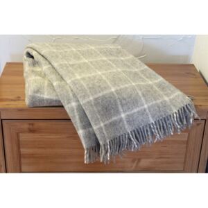 Wooline pléd s třásněmi šedý, jehněčí vlna, 150x200cm
