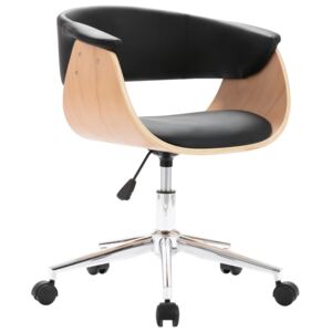 Otočná kancelářská židle Nepean - ohýbané dřevo a umělá kůže | černá