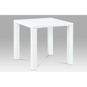 Jídelní stůl 80x80x76 cm, vysoký lesk bílý AT-3005 WT AKCE