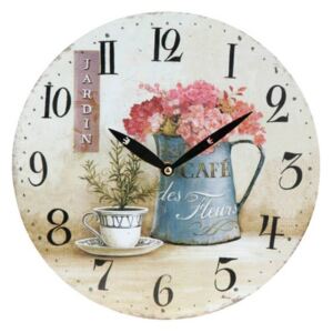 Bez značky Nástěnné hodiny - Květ variant: šedá váza s květinou