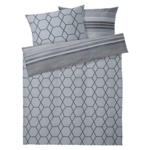 MERADISO® Saténové ložní prádlo, 200 x 220 cm (šedá grafika)