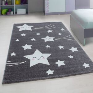Ayyildiz Kusový koberec dětský Kids 610 šedý hvězdičky 080x150 cm