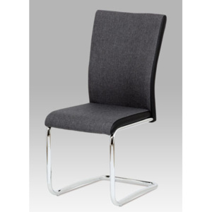 Autronic Jídelní židle šedá látka + černá koženka / chrom HC-369 GRBK2