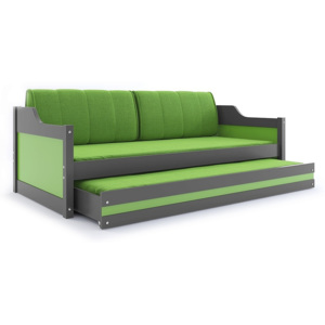 Dětská postel CASPER 2 + matrace + rošt ZDARMA, 90x200, grafit, zelená