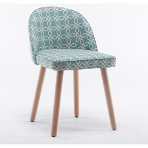 Jídelní židle v zelené barvě se vzorem s dřevěnou konstrukcí TK3038