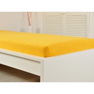 Sytě žluté prostěradlo Jersey elastické 200x220 s gumou (170g/m2)