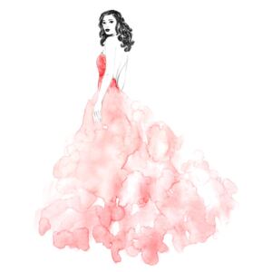 Ilustrace Fashion illustration long coral dress, Blursbyai