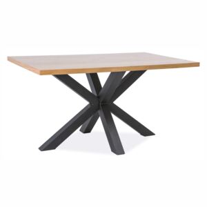 Jídelní stůl - CROSS, 180x90 cm, dýha dub/černá
