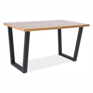 Jídelní stůl - VALENTINO, 150x90 cm, dýha dub/černá