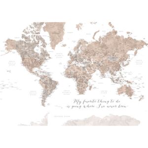 Ilustrace Where I've never been, neutrals world map with cities, Blursbyai