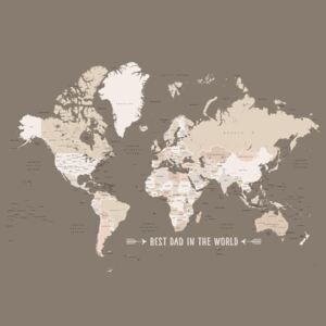 Ilustrace Earth tones world map with countries Best dad in the world, Blursbyai