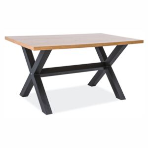 Jídelní stůl - XAVIERO, 180x90 cm, dýha dub/černá