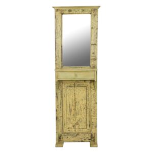 Sanu Babu Zrcadlo v rámu na stojanu, šuplík, antik teak, bílá patina, 58x38x188cm