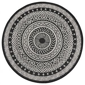 Hans Home | Kusový koberec Flatweave 104855 Black/Cream - 160x160 (průměr) kruh