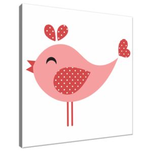 Obraz na plátně Veselý růžový tečkovaná ptáček 30x30cm 3075A_1AI