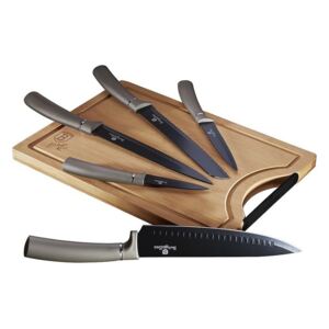 Berlinger Haus 6dílná sada nožů s prkénkem Carbon Metallic Line
