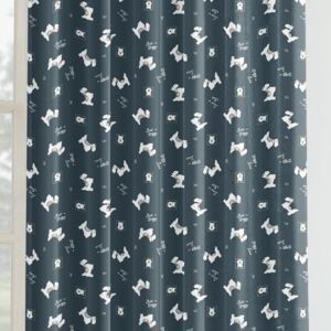 Dětský bavlněný závěs - vzor pejsci Scotty & Max na šedomodrém