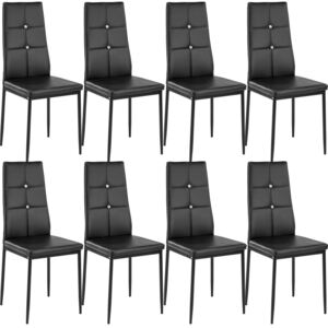 Tectake 404123 8 jídelní židle, ozdobné kamínky - černá