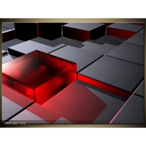 Abstraktní obraz červené kostky (70x50 cm)