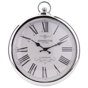 Sifcon Velké nástěnné hodiny stříbrné barvy s římskými číslicemi CL1885