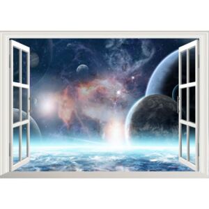 ZOOYOO Samolepka na zeď 3D okno vesmír II 50 x 70 cm
