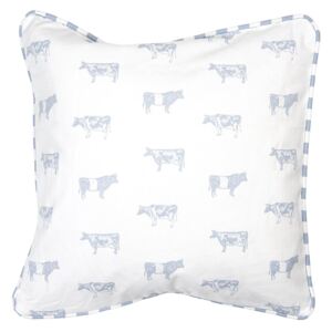 Bílo-modrý bavlněný povlak na polštář Life with cows - 40*40 cm