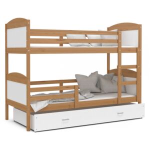 Patrová postel MATOUŠ včetně úložného prostoru (Olše), Bílá