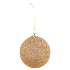 Skleněná vánoční koule s bronzovými perličkami - Ø 8*9 cm
