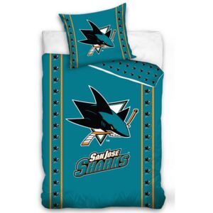 BedTex Bavlněné povlečení NHL San Jose Sharks Stripes, 140 x 200 cm, 70 x 90 cm
