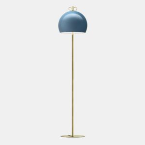 Torremato Bon Ton, stojací lampa z mosazi, modré stínítko, 3x30W E14, výška 156,4cm